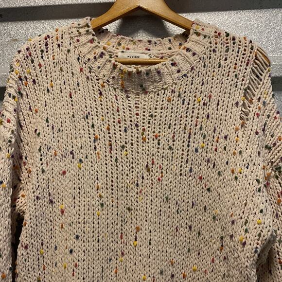 Mod Ref confetti‎ multicolored pom Pom loose knit crew neck sweater - Picture 7 of 7